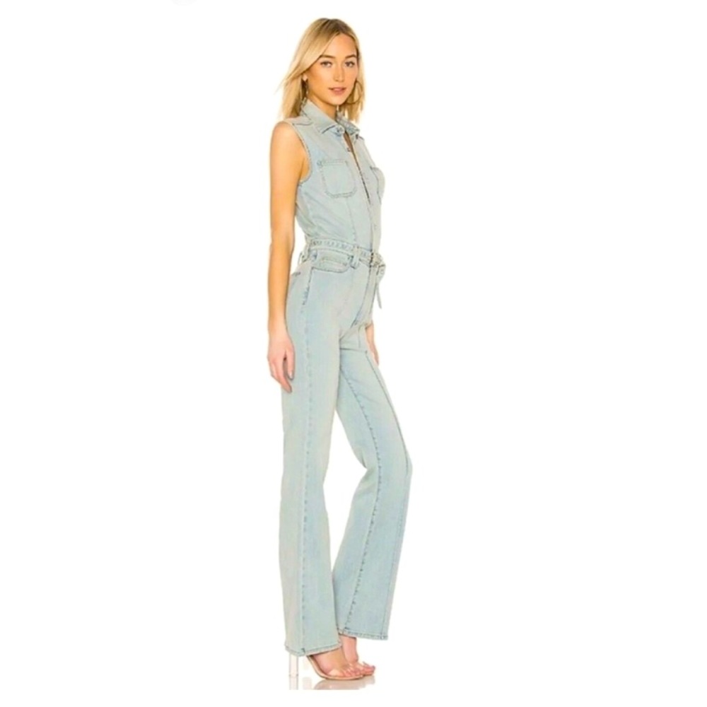 Current Elliott Zenith Sleeveless Button Up Belted Flare Jumpsuit